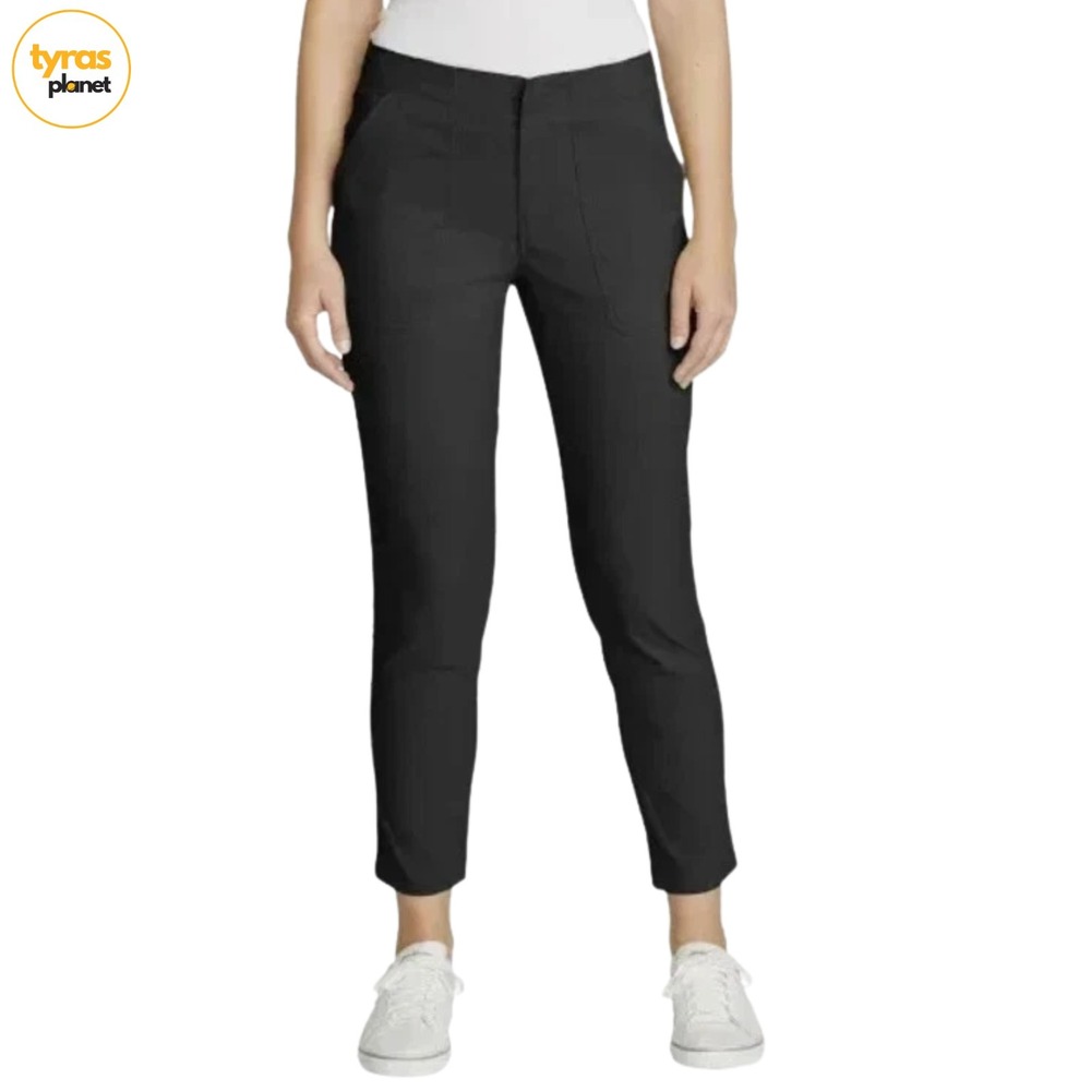 NWT Eddie Bauer Horizon Straight Ankle Pants Women's Size 8 Black - READ‎